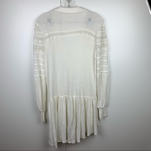 SOLD Free People Set To Stun High Low Hem Top Tunic Linen Blend Ivory White - Picture 5 of 12